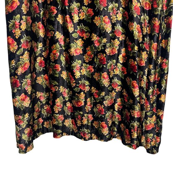 VTG 90s April Cornell  Whimsical Maxi Dress Black Velveteen Floral Size Medium - Picture 13 of 13